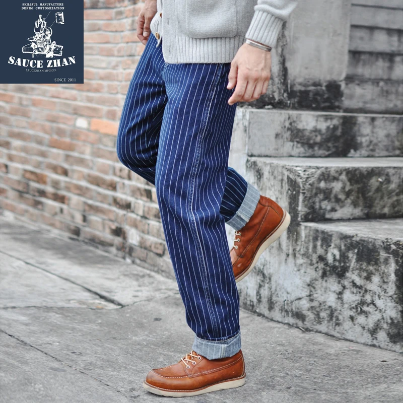 Skinny Jeans Ripped - Saucezhan Striped Jeans Men Vintage Men