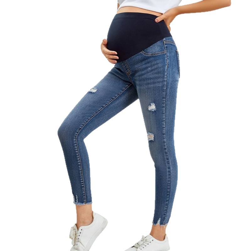 Skinny Jeans Ripped - Pregnant Women Casual Tight Denim Pants