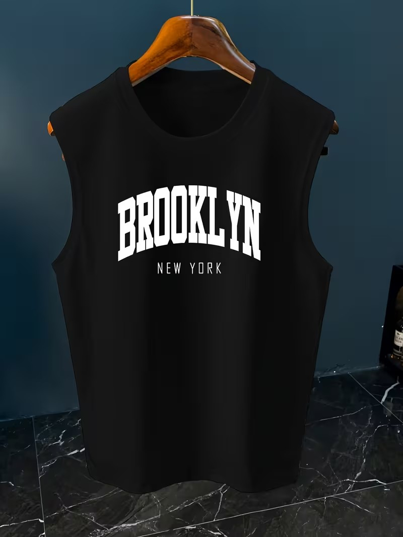 Paris Men'S Fashion - Mens Minimalist Paris Letter Print Sleeveless