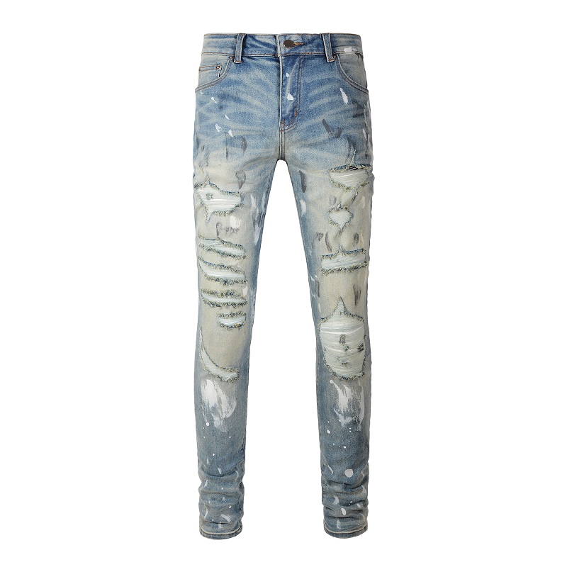 Men Holes Ripped Stretch Denim - Skinny Jeans Ripped review and price
