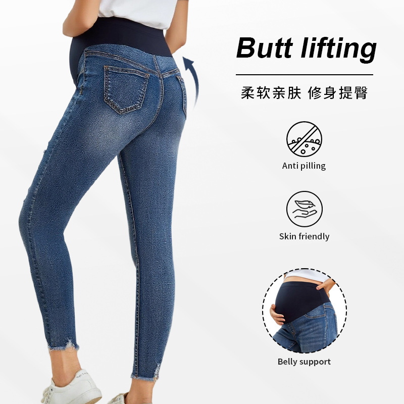 Pregnant Women Casual Tight De - Skinny Jeans Ripped review and price