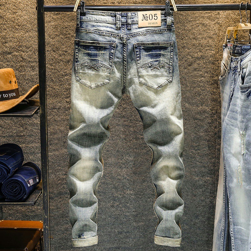 Elastic Old Pants Men's Jeans  - Skinny Jeans Ripped review and price